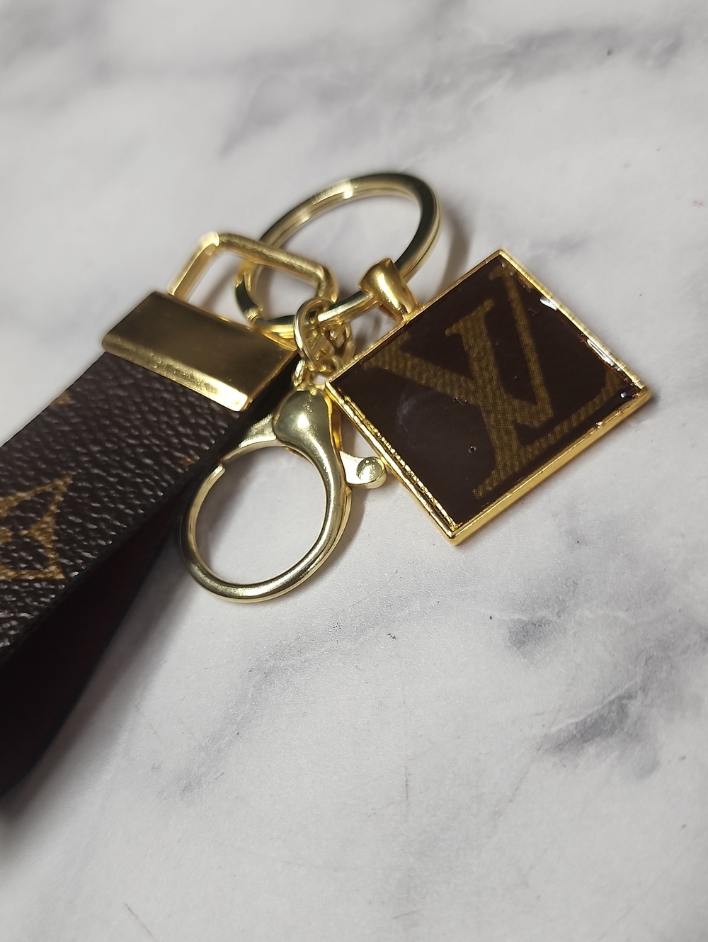 Upcycled Monogram Loop Keychain - Picture 2 of 5